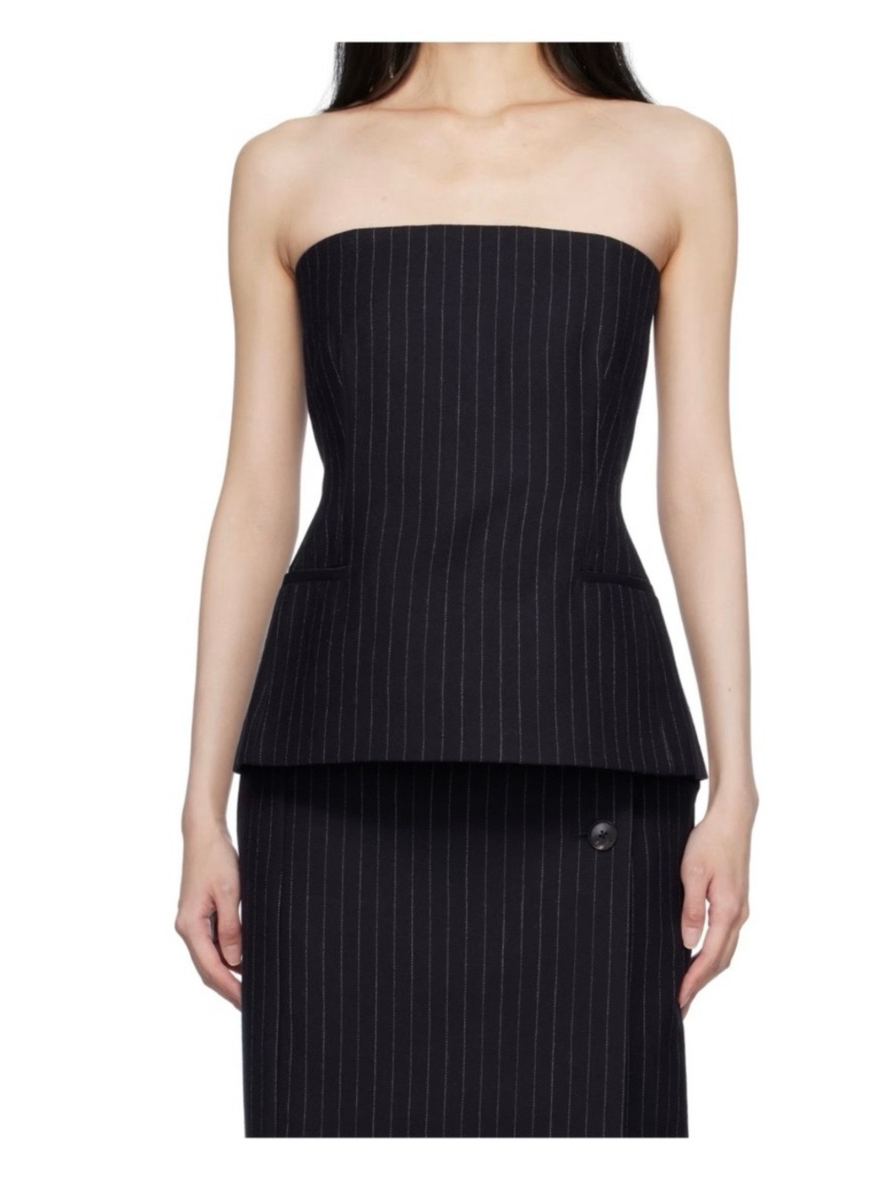 Co Navy Tailored Bustier Top